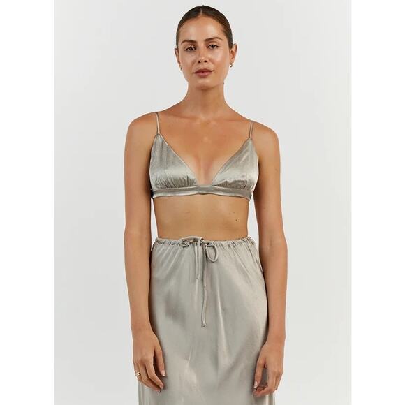 $70 NWT DISSH Bobby Pewter Silver Satin Bralette - 6 - Picture 2 of 9